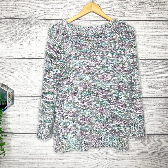 Soft Fuzzy Knit Sweater Purple Blue Green White Size XL - Picture 6 of 9